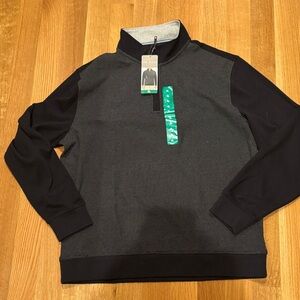 New Ted Baker Men's navy blue quarter Zip long sleeve cotton shirt Sweater XL